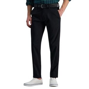 Haggar Men's Chino Pants Casual Flat Front Cotton Black Size 32